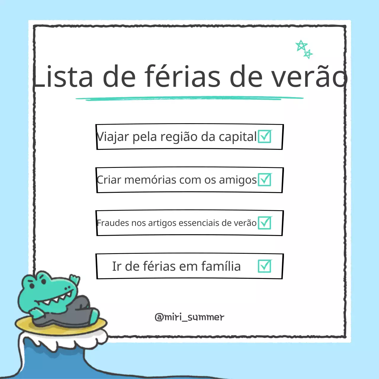 Promova uma lista de desejos de verão em tons de menta e azul claro