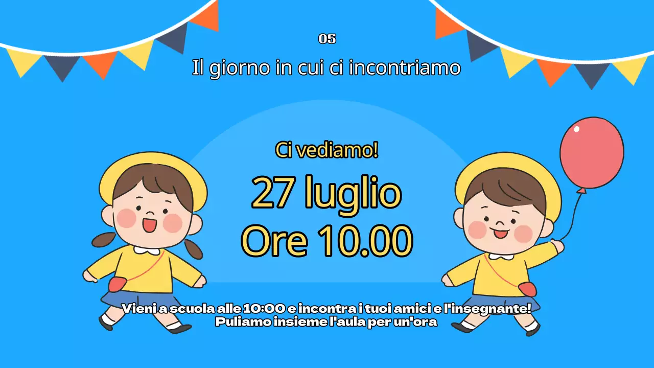 Risorse didattiche blu e gialle in stile scuola estiva