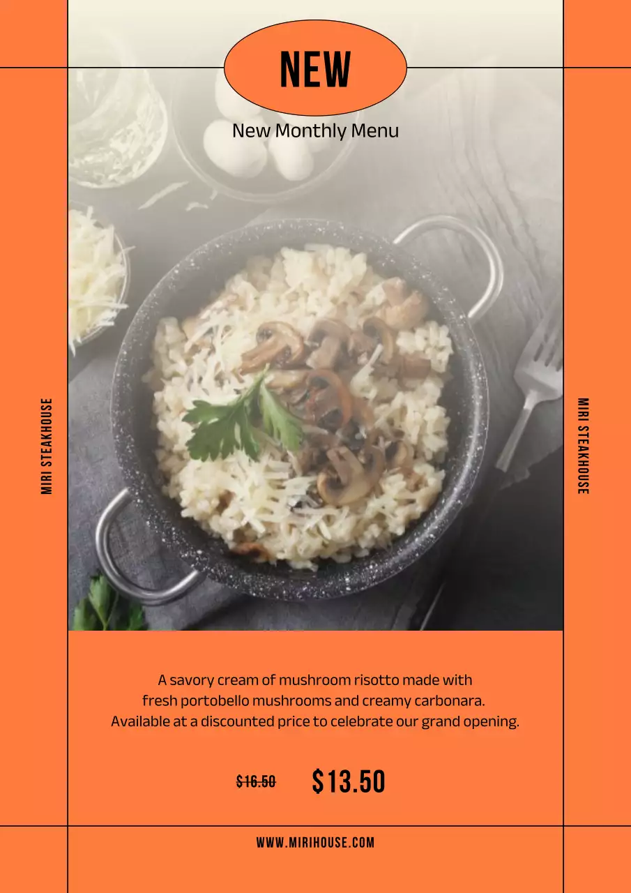 Orange Elegant Restaurant Menu