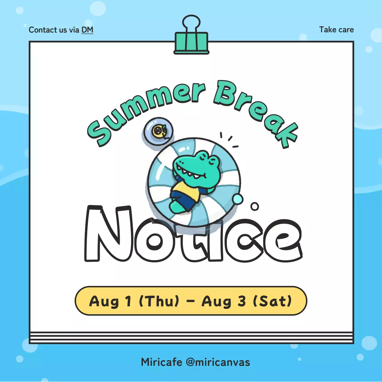 Bài đăng trên mạng xã hội thông báo về mùa hè vui tươi màu xanh