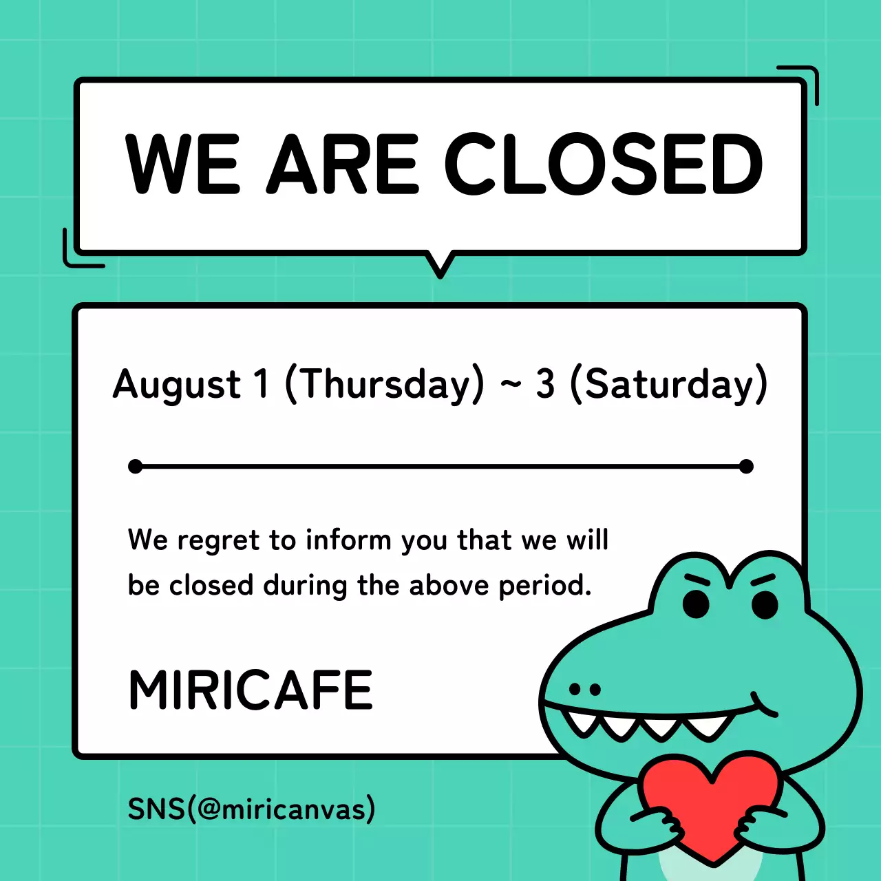 Bài đăng trên mạng xã hội thông báo đóng cửa Mint Simple