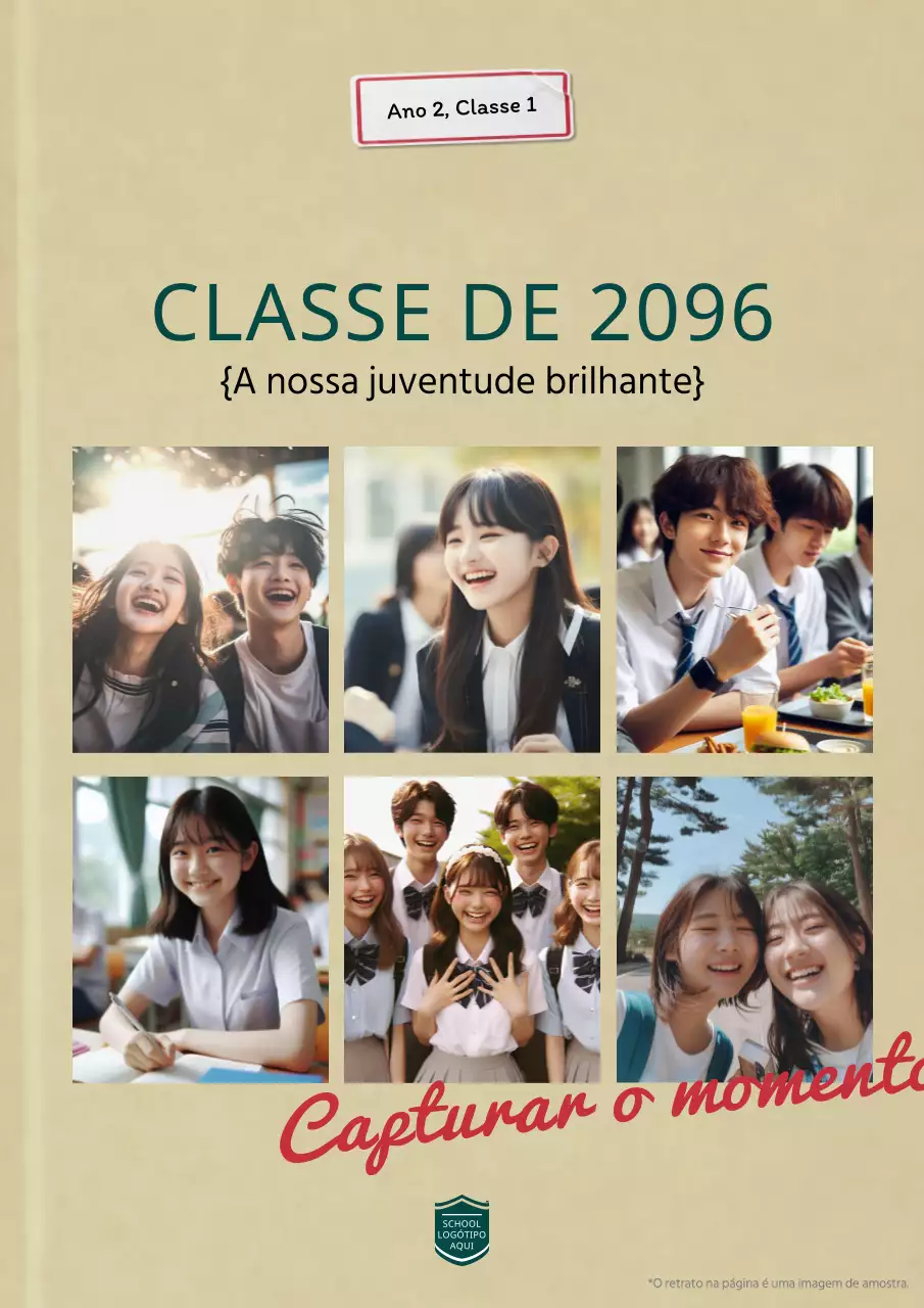 Capa de ebook minimalista em caqui e bege para um álbum fotográfico de turma