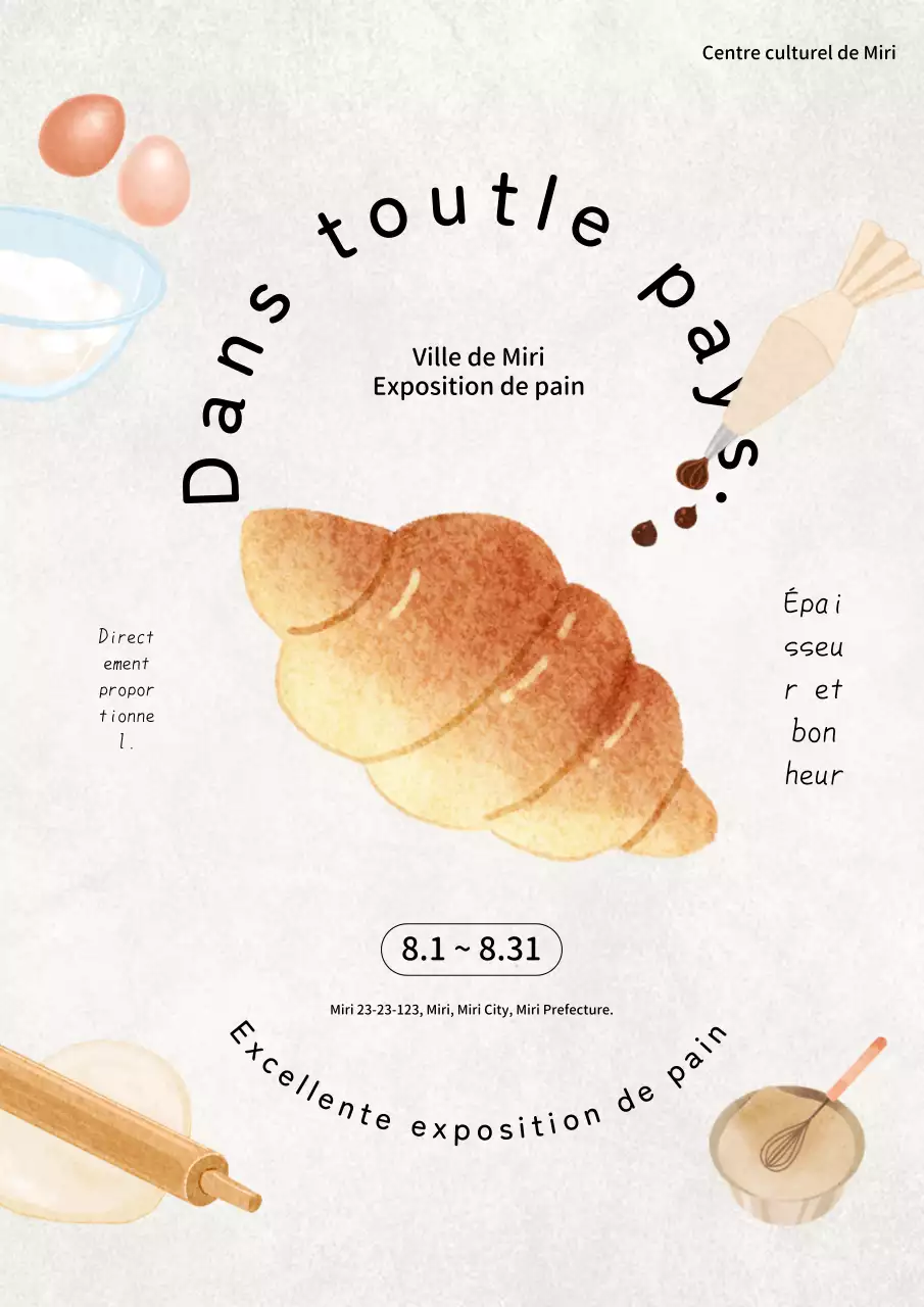 Publicité pour le salon du pain beige et ivoire.