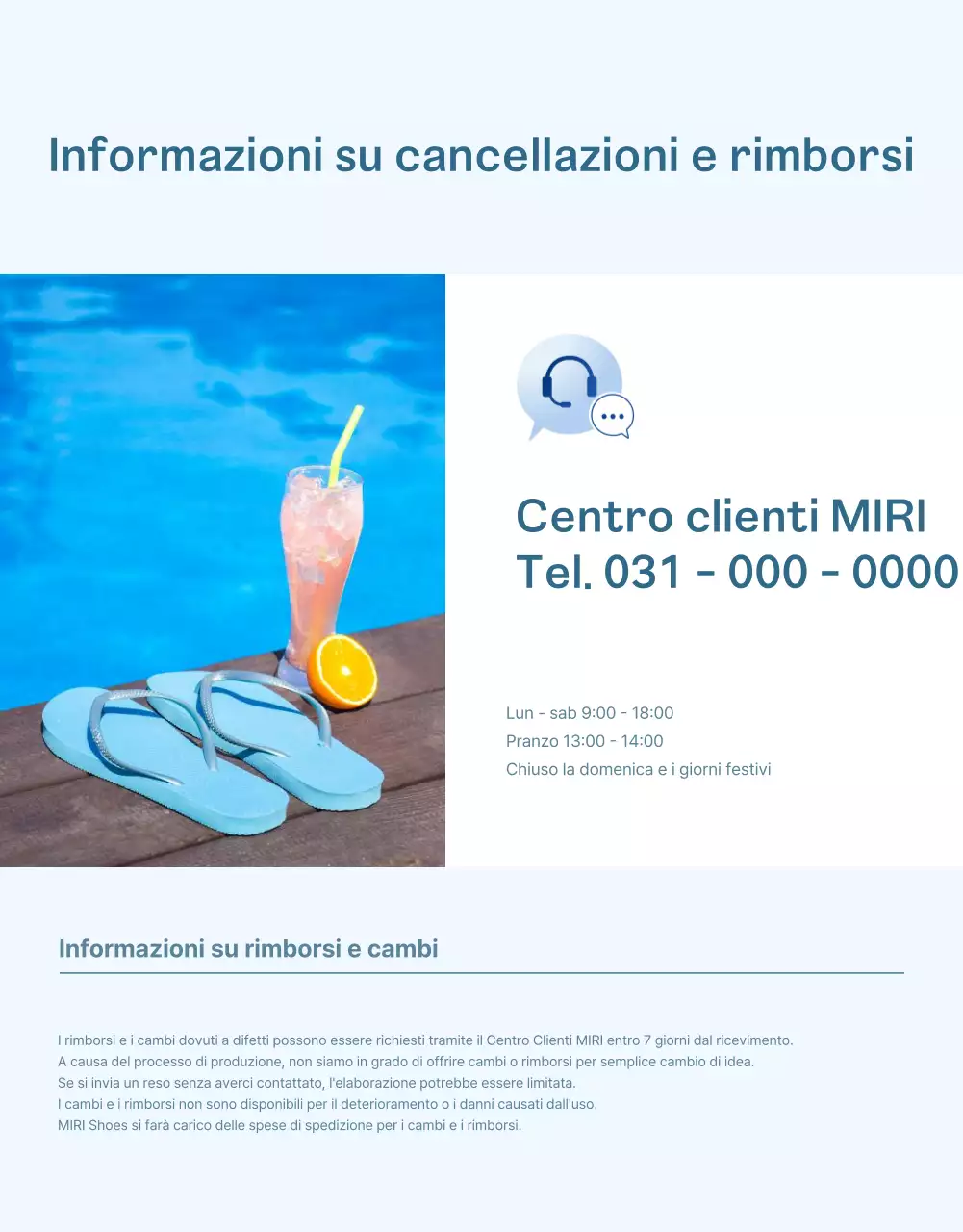 Moderna pubblicità promozionale estiva in azzurro