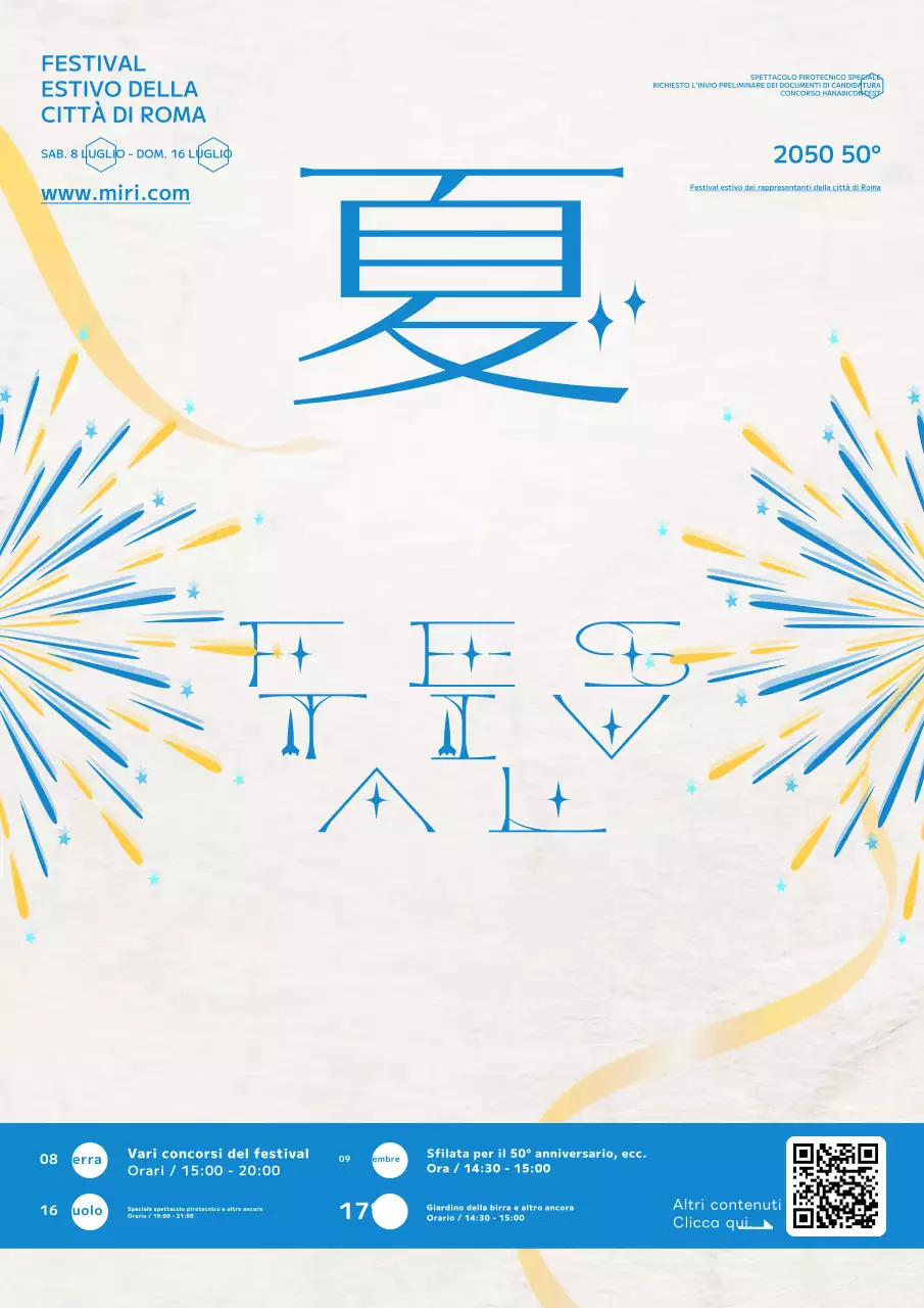 Promuovere i festival estivi con un semplice concetto di blu e giallo