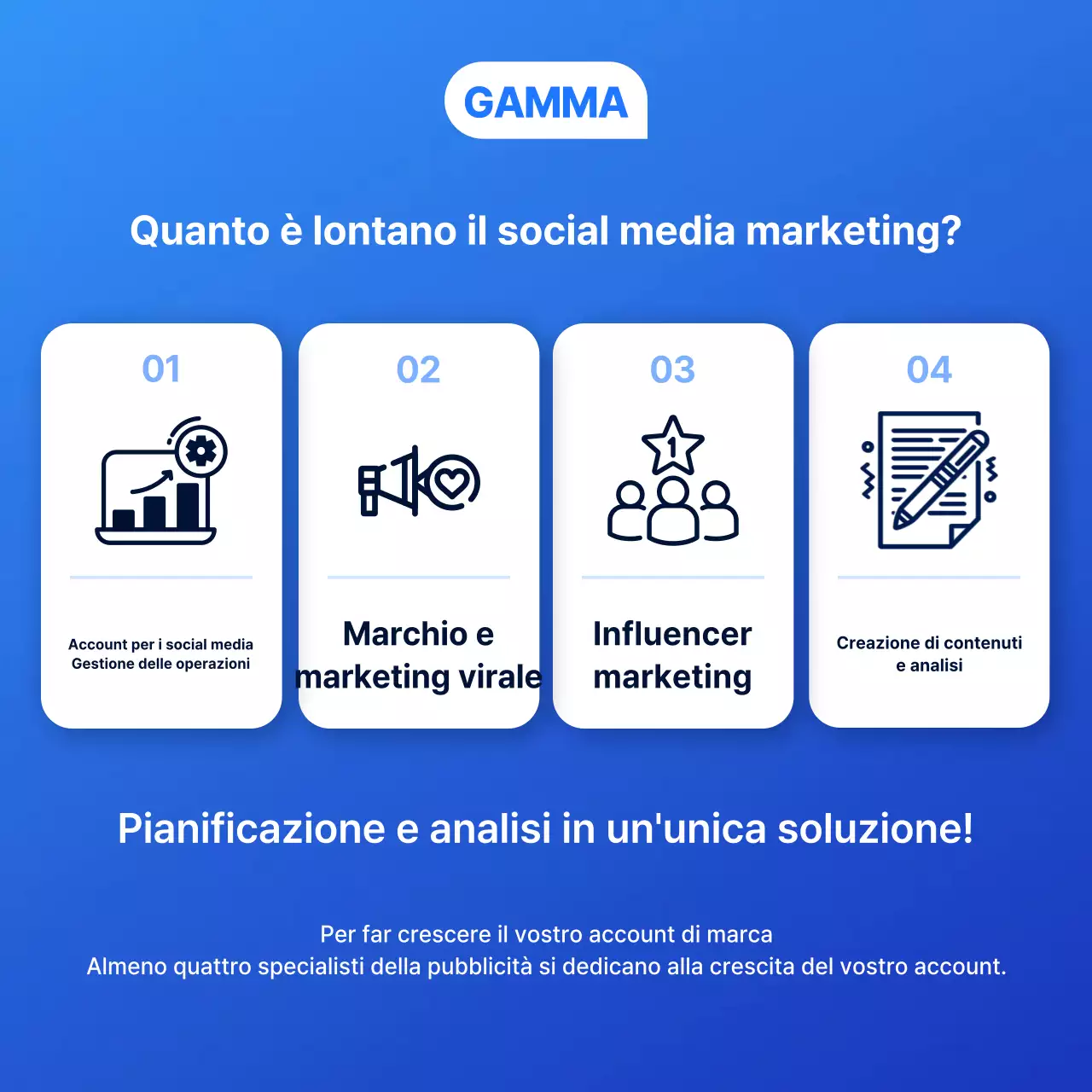 Semplice annuncio di marketing di un'agenzia di social media in blu