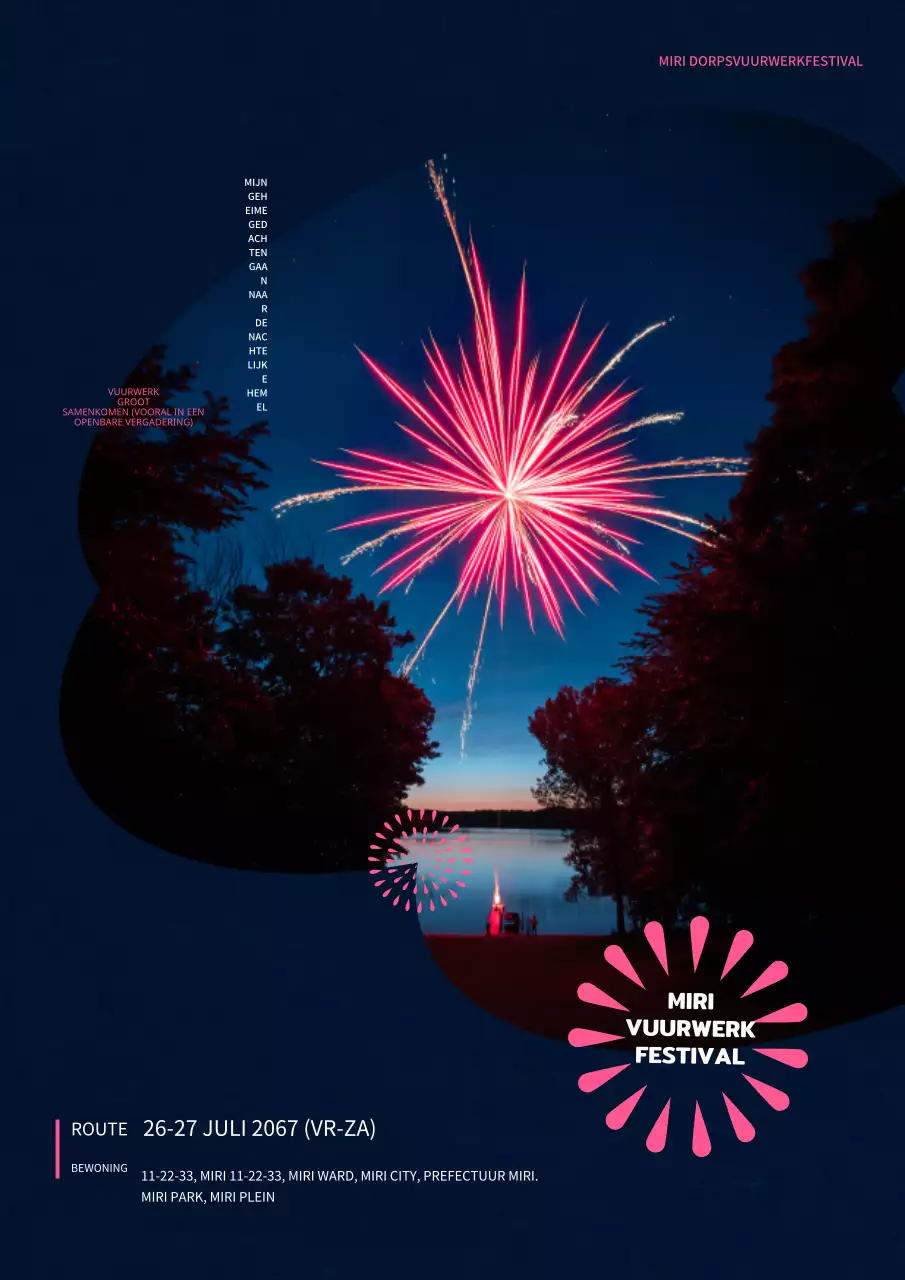 Eenvoudige indigo en roze zomer vuurwerk reclame.
