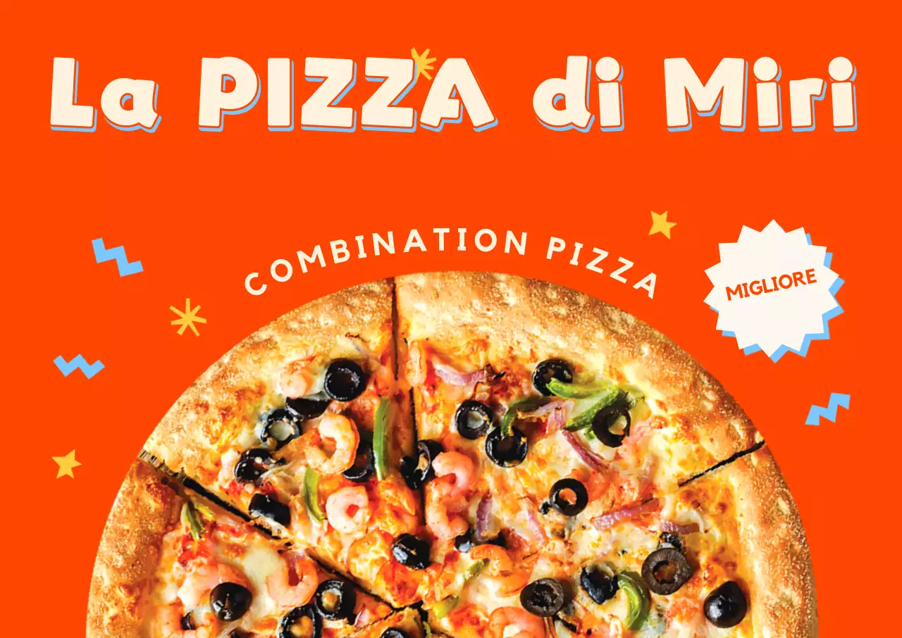 Poster tridimensionale per pizza con design pop