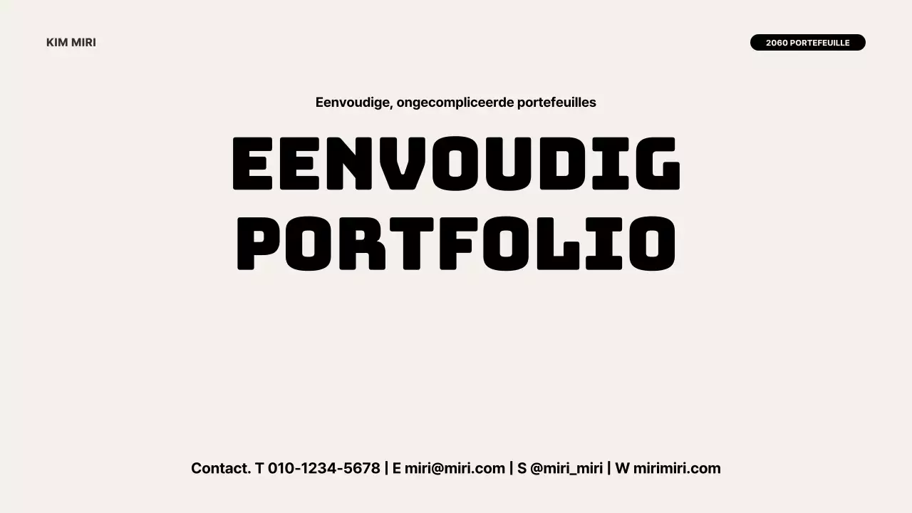 Een moderne portfolio introductie in ivoor en zwart