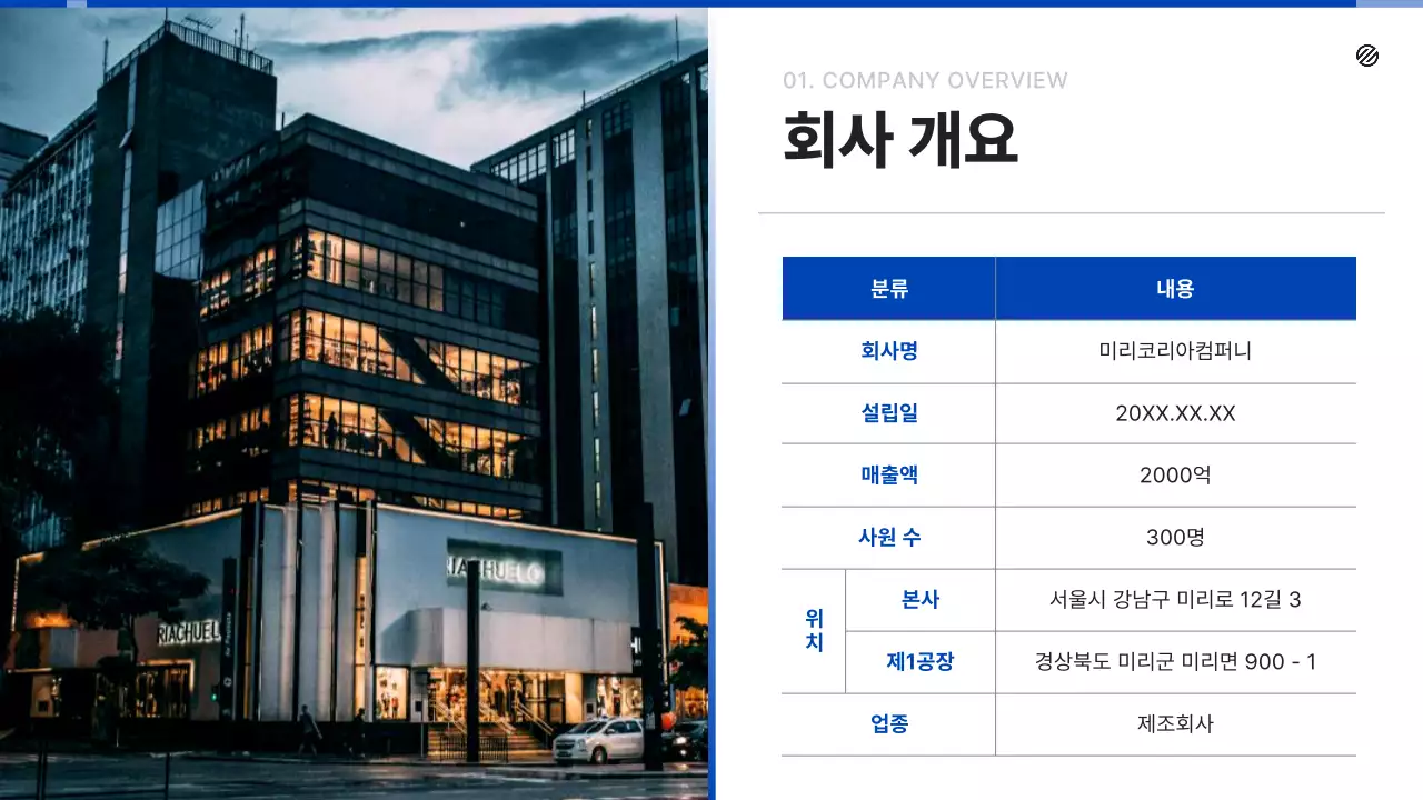 파랑과 검정의 심플한 현장직 입사자 교육자료