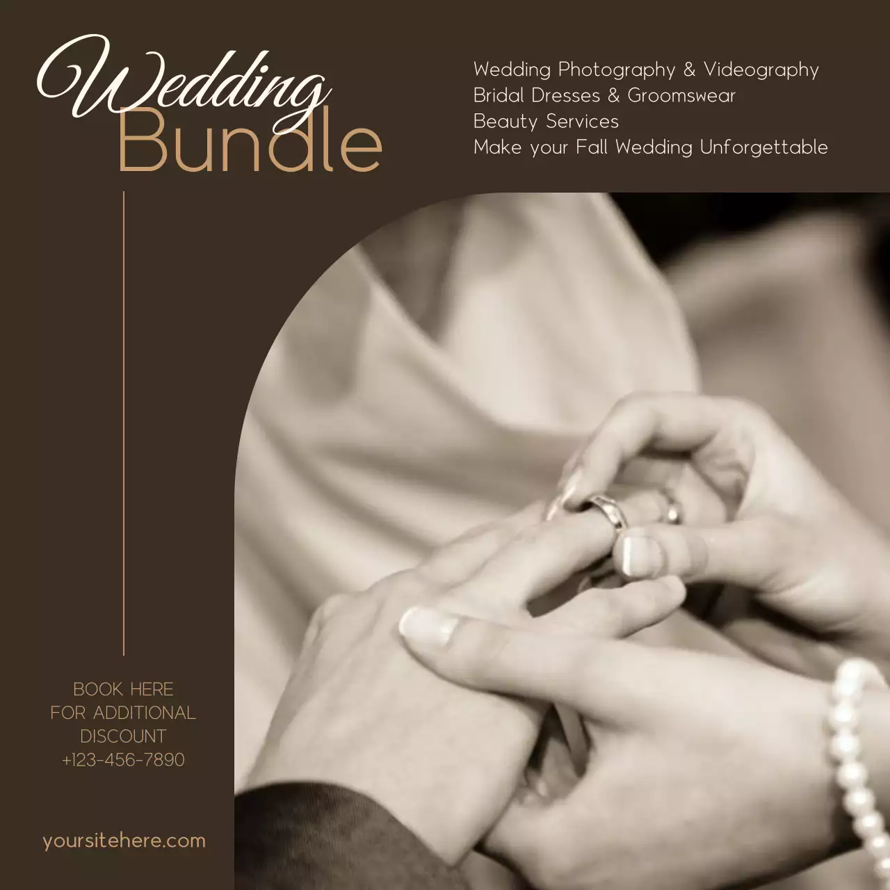 Brown Elegant Wedding Promotion Social Media Post