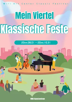 Förderung der rosafarbenen und chartreusen Farben des städtischen klassischen Festivals
