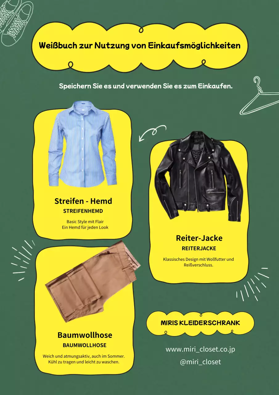 Gelbe und grüne trendige Werbung für Kleidung im Einkaufszentrum