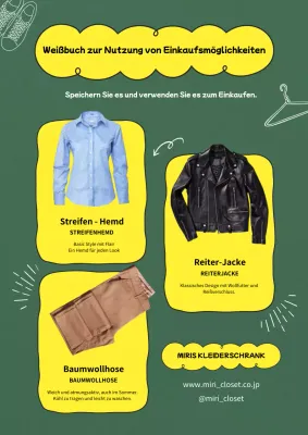 Gelbe und grüne trendige Werbung für Kleidung im Einkaufszentrum