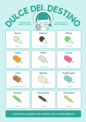 Promociona un bonito helado de cumpleaños en blanco y menta