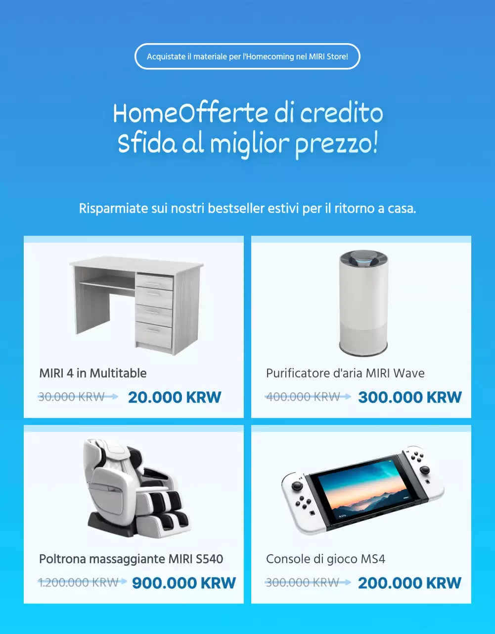 Promuovere una moderna vendita estiva in blu e azzurro