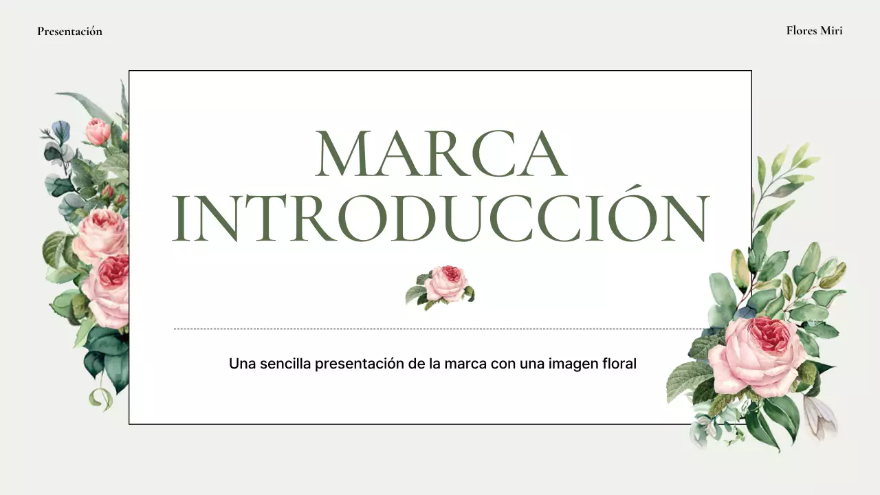 Una sencilla presentación de marca con rosas verdes