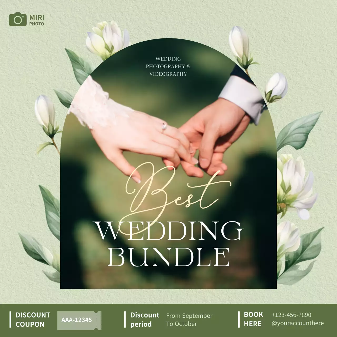 Green Elegant Wedding Promotion Social Media Post