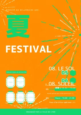 Promotion simple d'un festival d'été en orange et vert lime