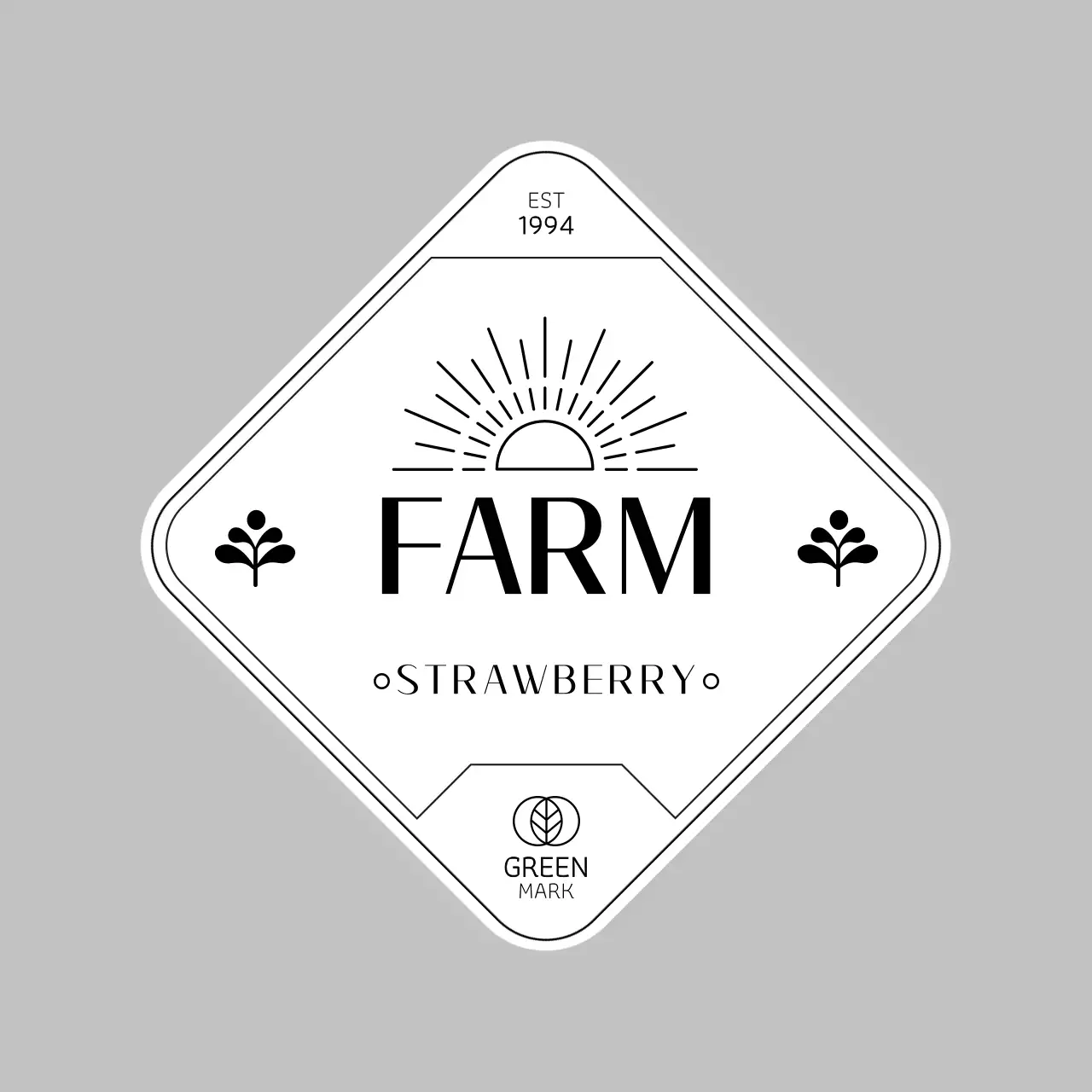 黒のエコ農園イチゴのラベルステッカー