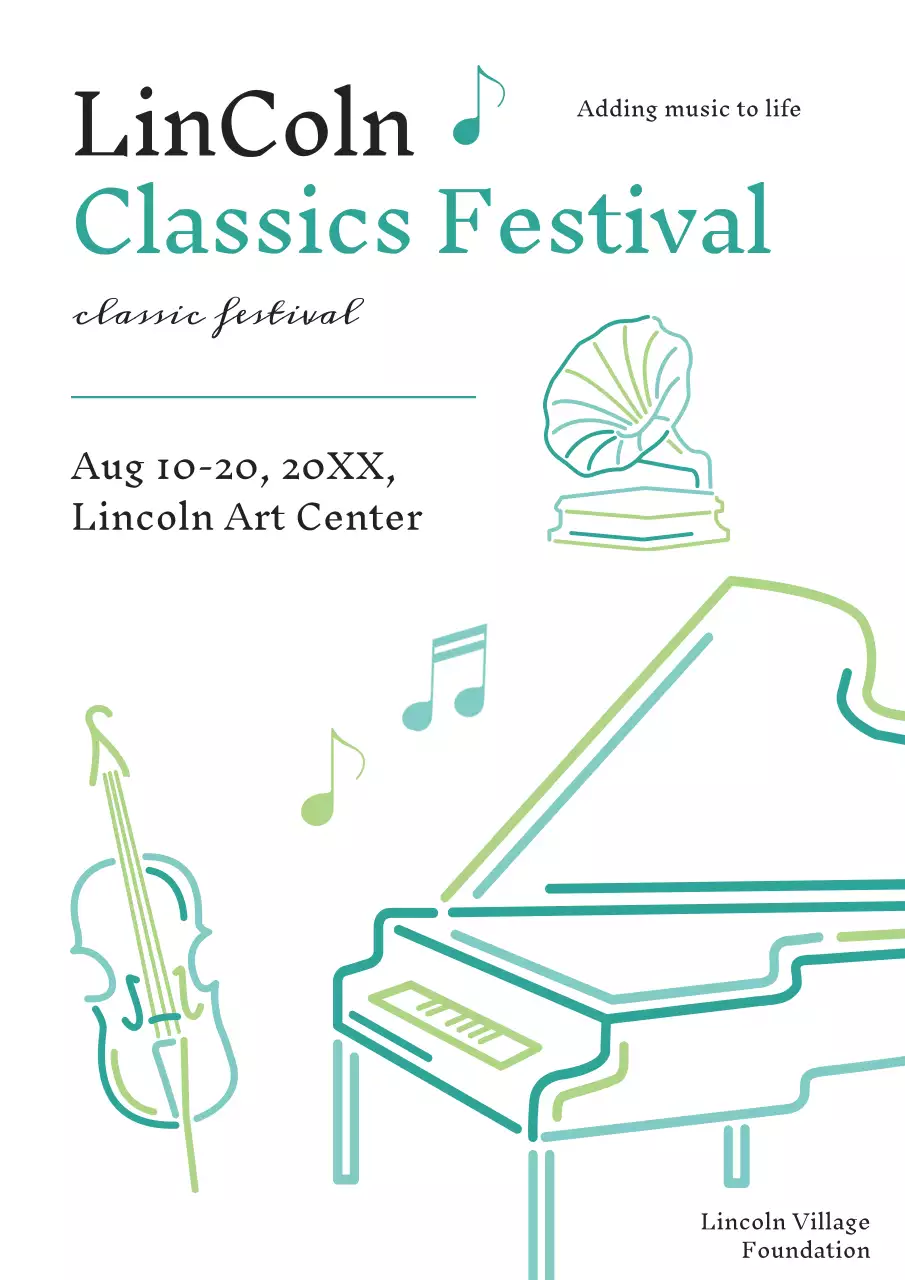 Teal Classic Music Event Poster