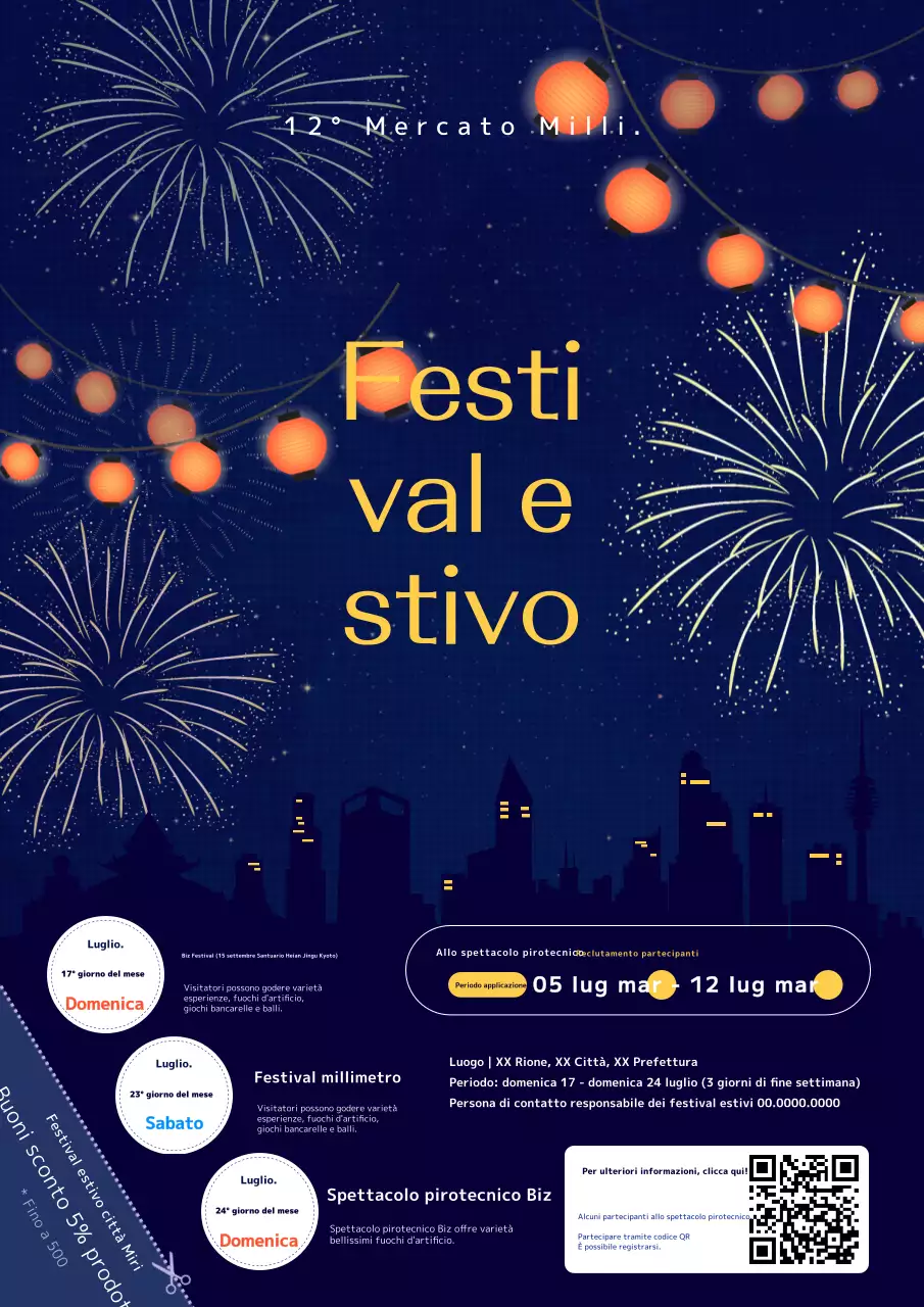 Promuovere un festival estivo con un concetto colorato di nightscape blu navy