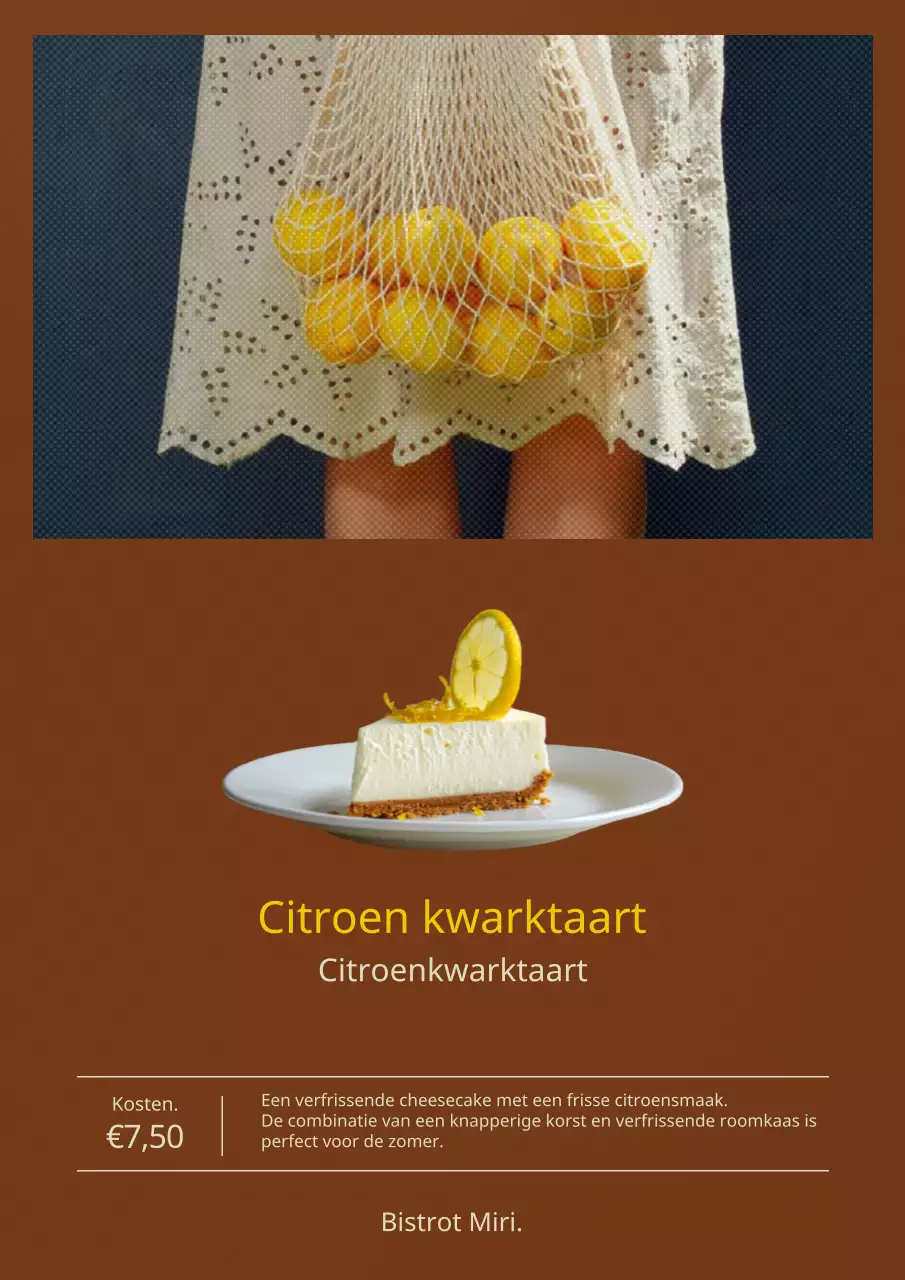 Bruine en gele vintage zomerdesserts Nieuwe menureclame