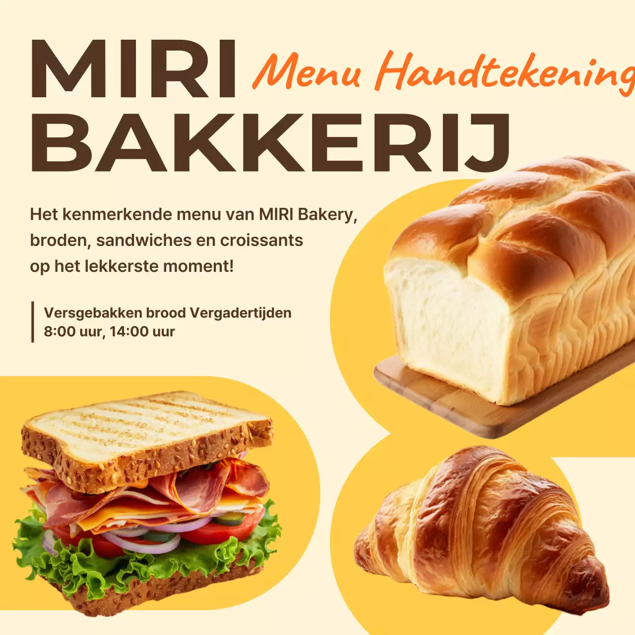 Promoot Yellow's eenvoudige bakkerijmenu