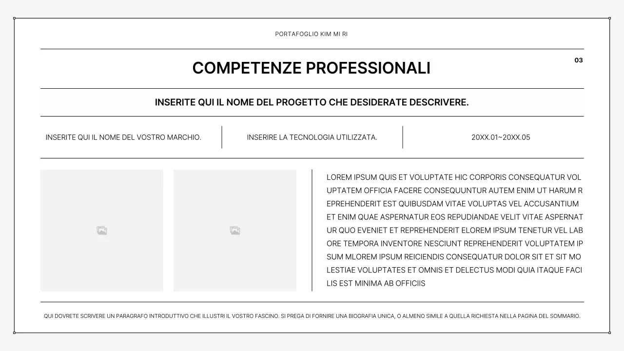 Un semplice portfolio stampabile in bianco e nero