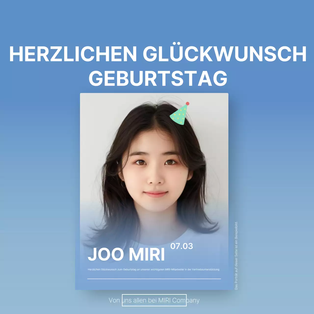 Trendiges Pop-up zum Mitarbeitergeburtstag in Hellblau und Weiß