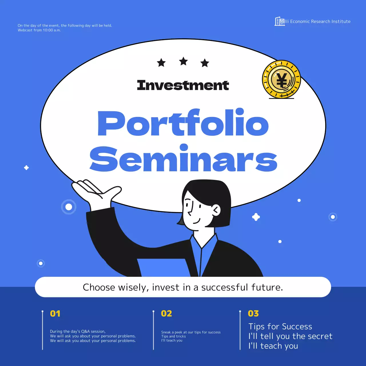 Simple blue and light blue investment seminar pitch deck