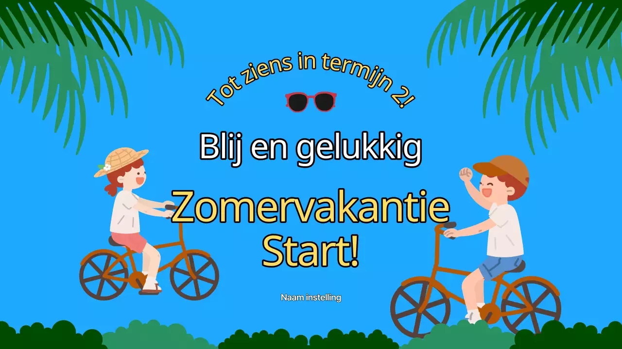 Blauwe en gele leermiddelen in zomerschoolstijl