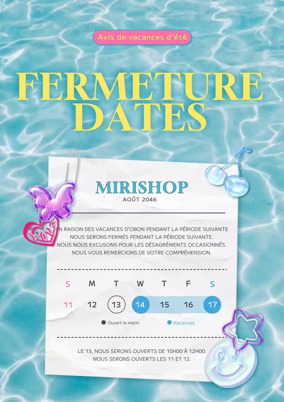 Un joli faire-part de vacances d'été bleu clair avec un joli concept