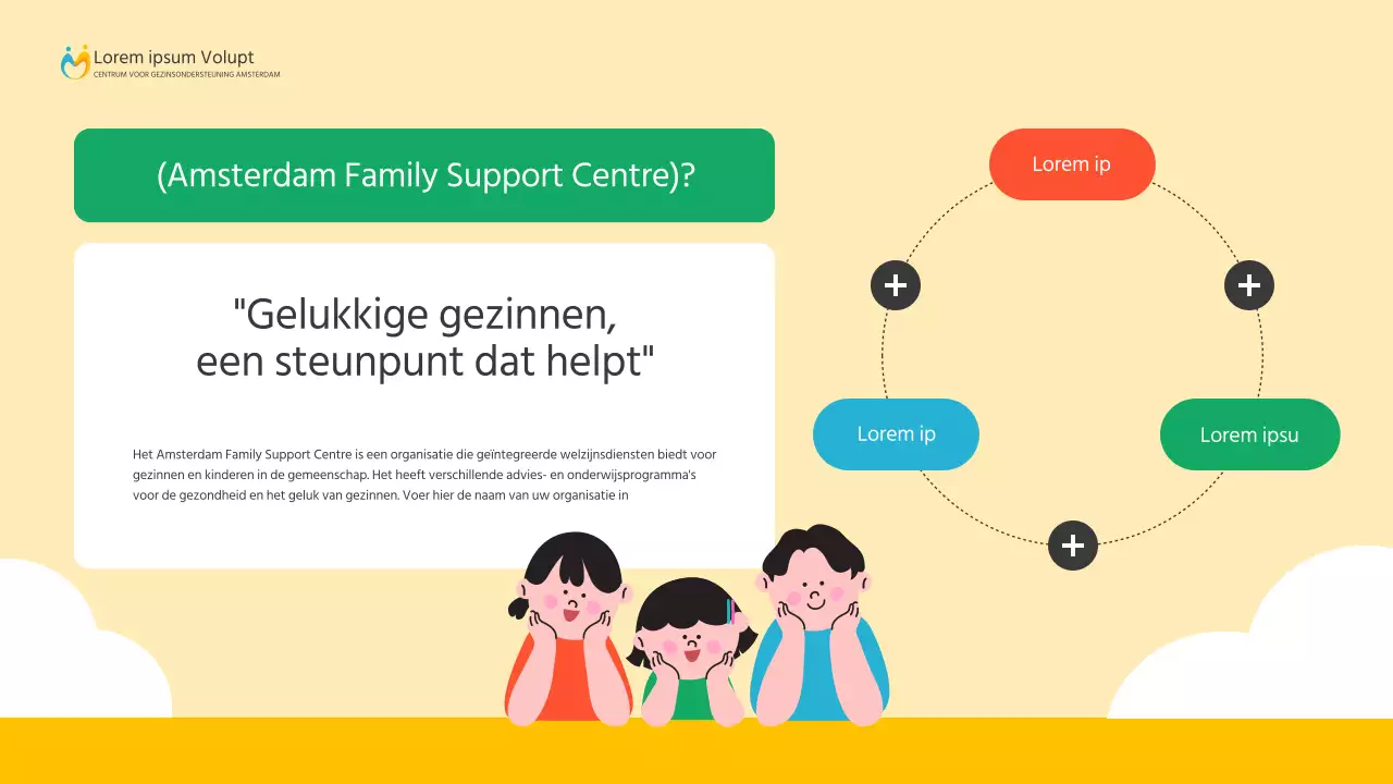 Een eenvoudige gele en groene thuisondersteuningsgids