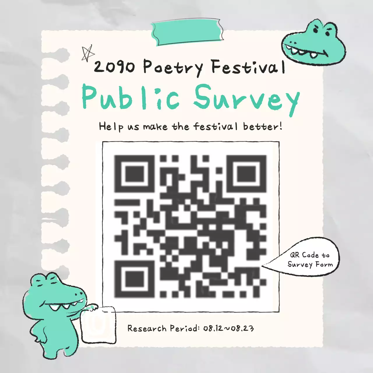 A kitschy festive citizen survey in chartreuse and white