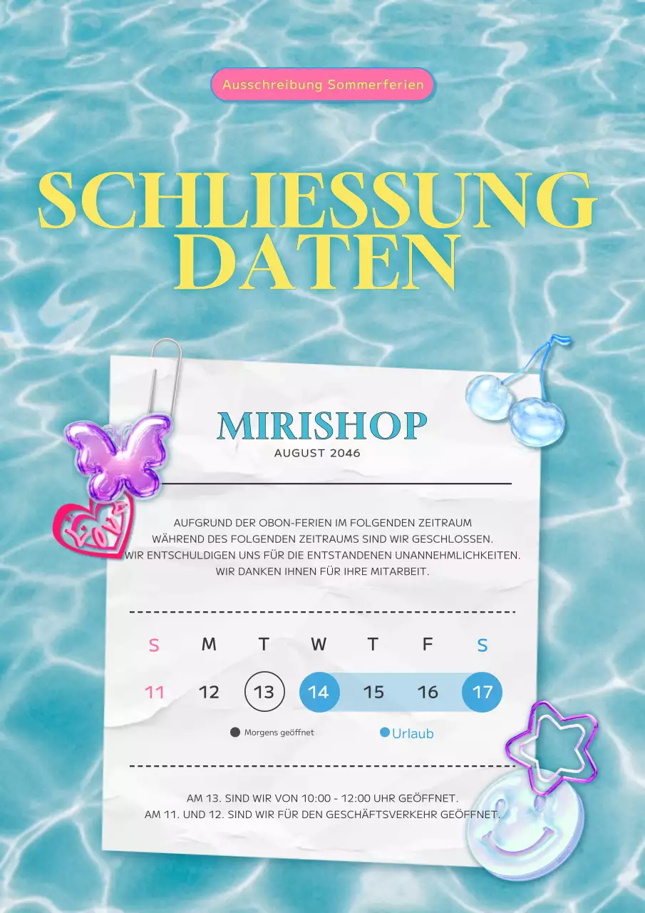 Eine hübsche, hellblaue Sommerurlaubsanzeige mit einem hübschen Konzept