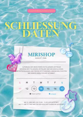 Eine hübsche, hellblaue Sommerurlaubsanzeige mit einem hübschen Konzept