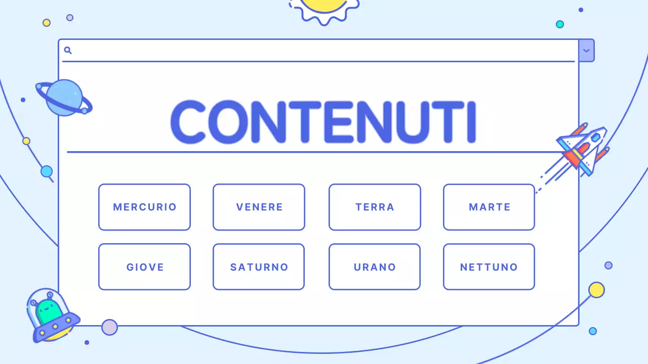 Una graziosa risorsa educativa del sistema solare bianca e azzurra