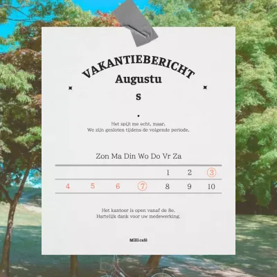 Minimalistisch zomervakantiebericht in grijs en zwart.