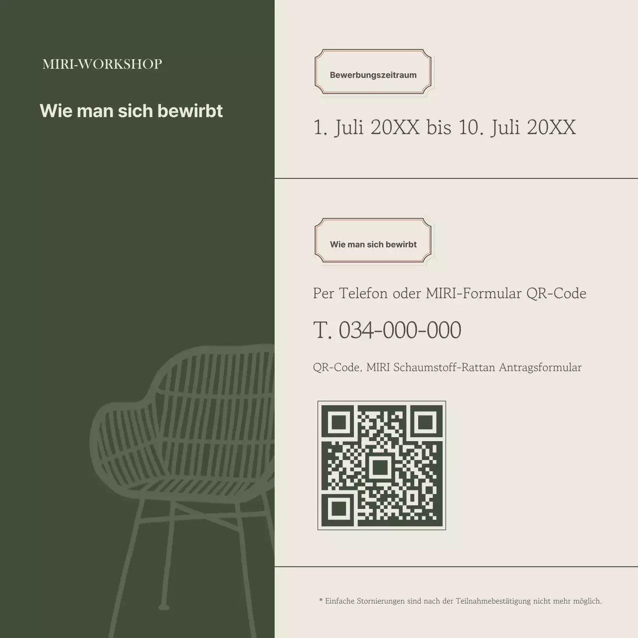 Werbung für einen einfachen eintägigen Kurs in Khaki und Beige