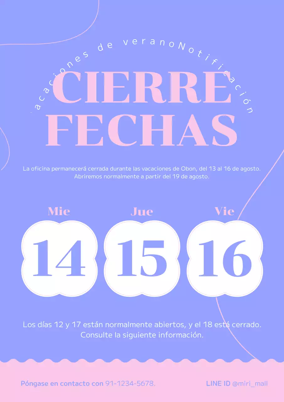 Un bonito aviso de vacaciones conceptual en malva y rosa