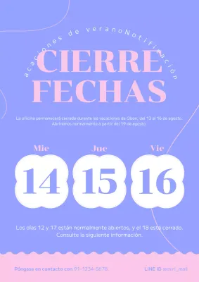 Un bonito aviso de vacaciones conceptual en malva y rosa