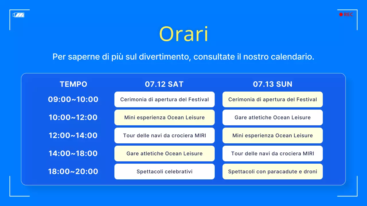 Promozione di un semplice festival del tempo libero marino blu e giallo