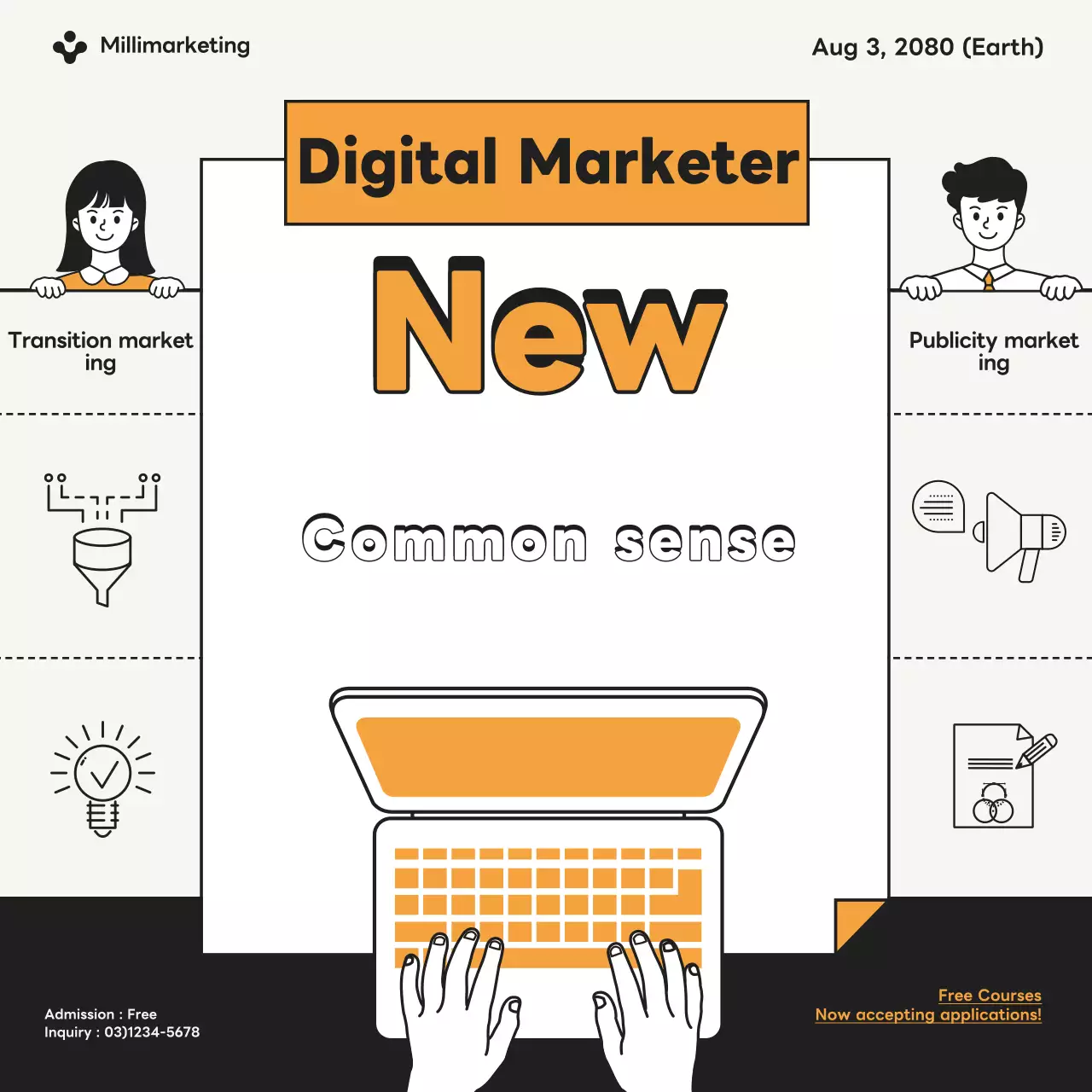 Orange Modern Marketing Course Social Media Post