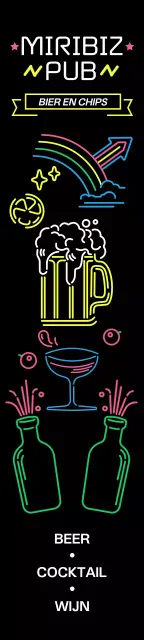 Een pub vol neonreclame