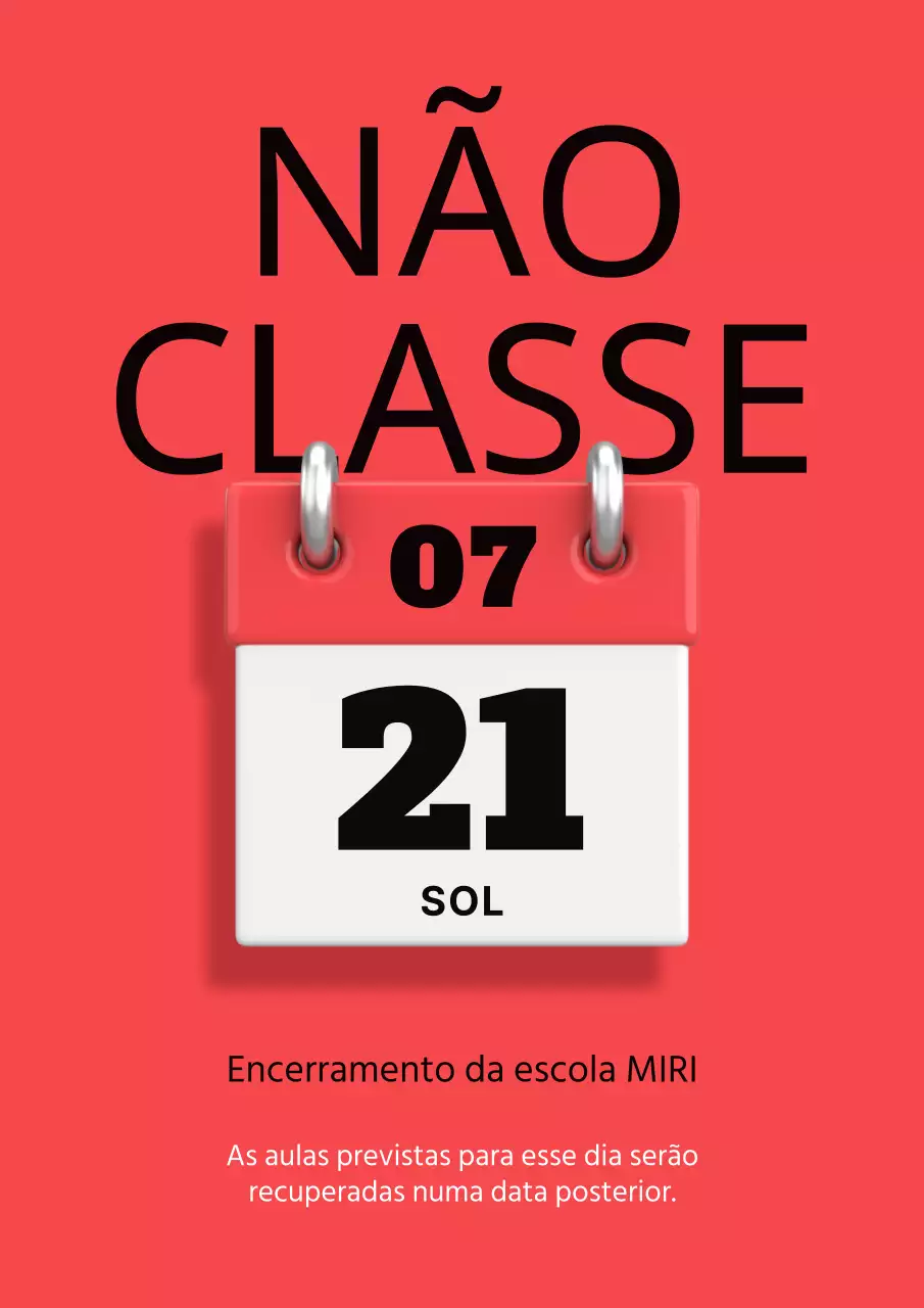 Um simples aviso de encerramento da escola a vermelho e preto