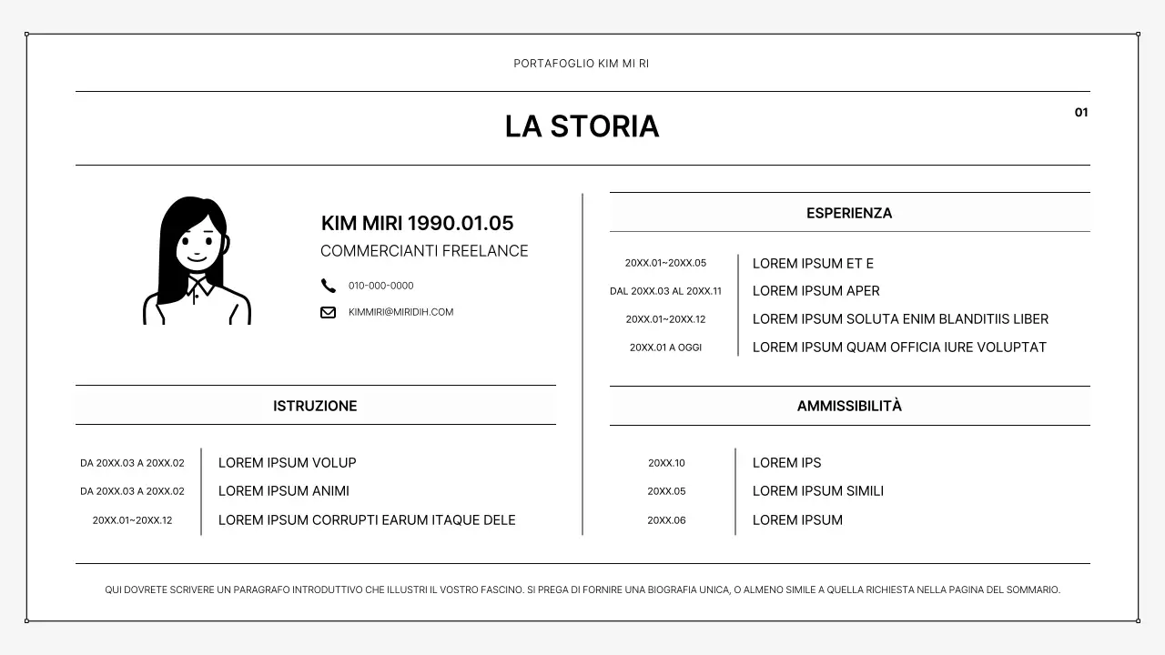 Un semplice portfolio stampabile in bianco e nero