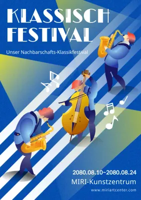 Werben Sie für das städtische Klassikfestival mit einem Hauch von Blau und Weiß