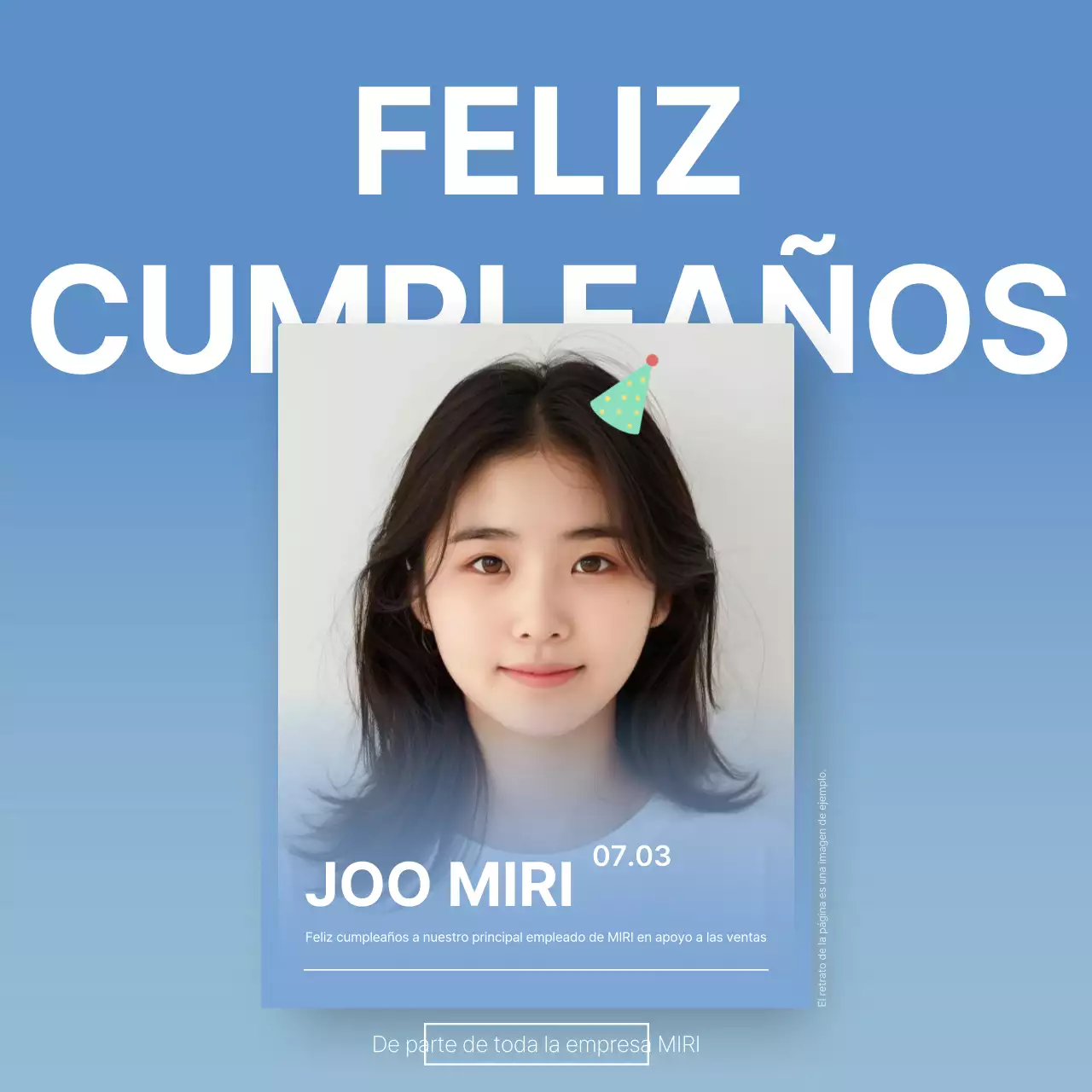 Moderno pop-up de cumpleaños para empleados en azul claro y blanco