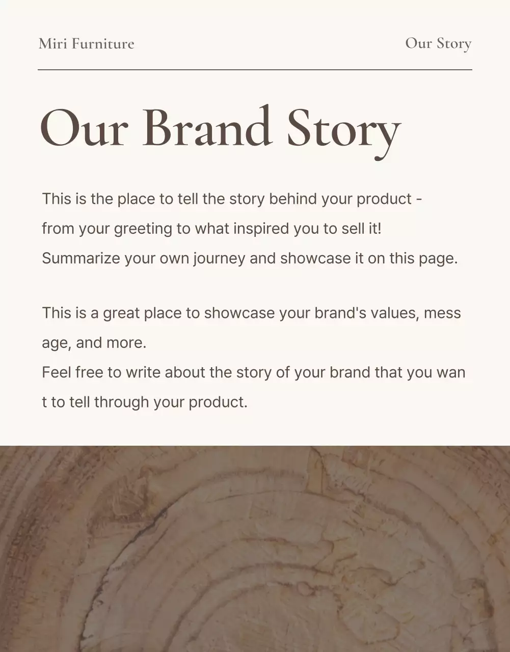 Promote a simple furniture intro in brown and beige colors